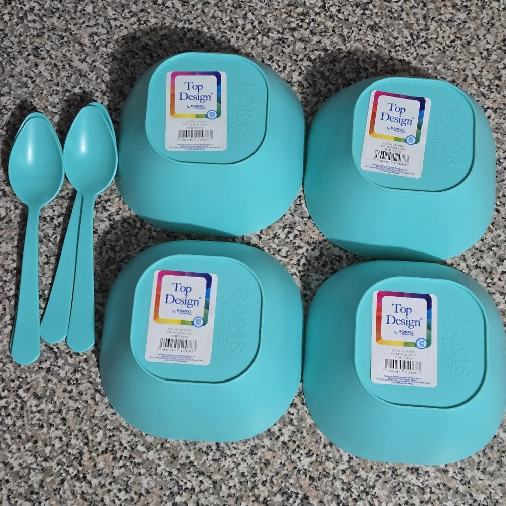 🍒🍒 Aqua Dining Bowl and Spoon Set